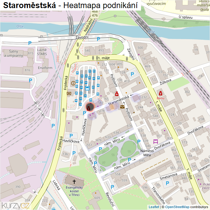 Mapa Staroměstská - Firmy v ulici.