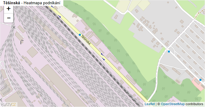 Těšínská - mapa podnikání