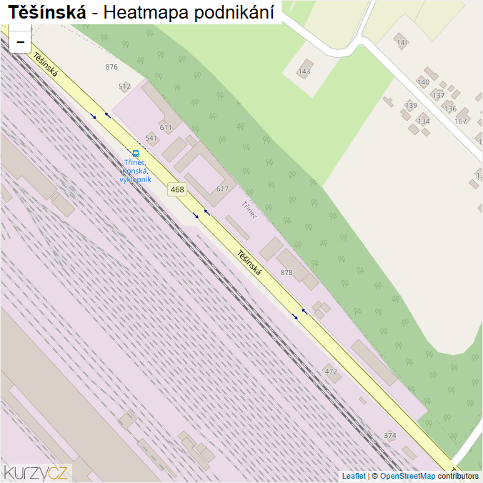 Mapa Těšínská - Firmy v ulici.