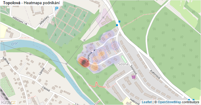 Topolová - mapa podnikání