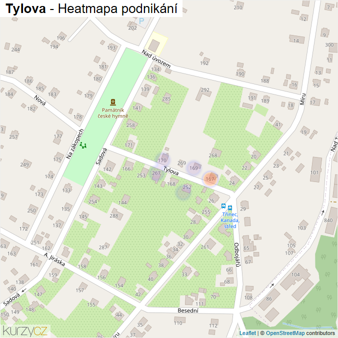 Mapa Tylova - Firmy v ulici.