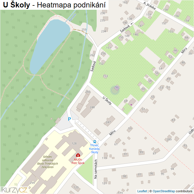 Mapa U Školy - Firmy v ulici.