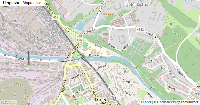 U splavu - mapa ulice