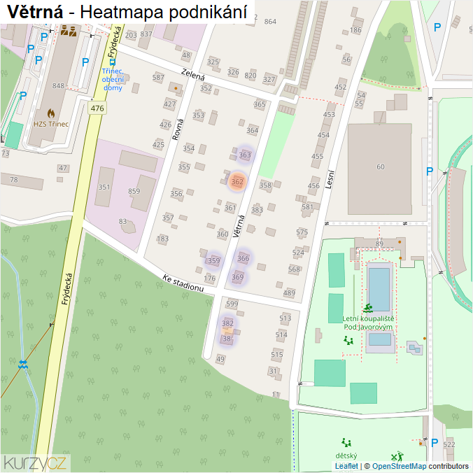 Mapa Větrná - Firmy v ulici.
