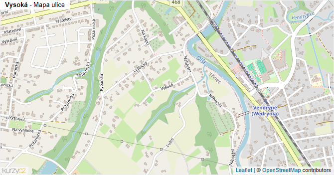 Vysoká - mapa ulice