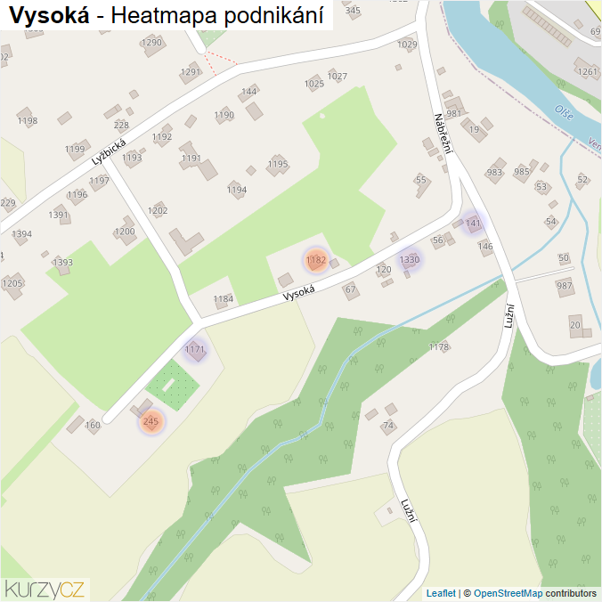 Mapa Vysoká - Firmy v ulici.