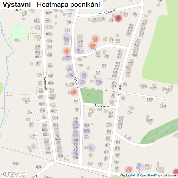 Mapa Výstavní - Firmy v ulici.