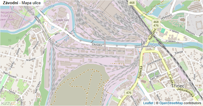 Závodní - mapa ulice