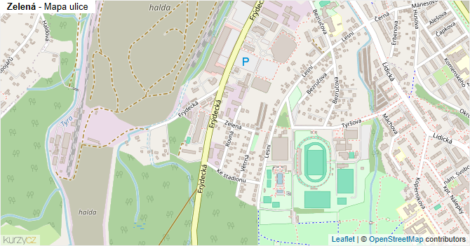 Zelená - mapa ulice