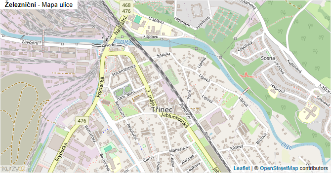 Železniční - mapa ulice