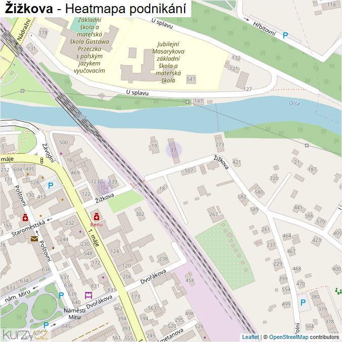 Mapa Žižkova - Firmy v ulici.