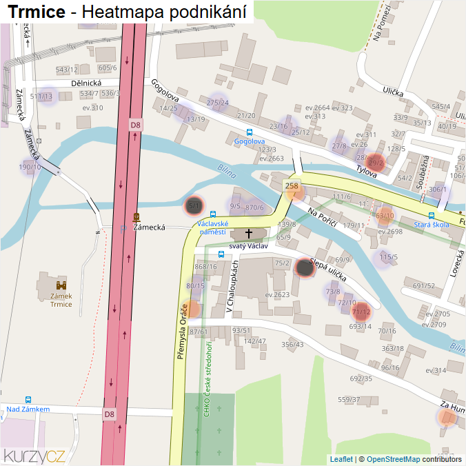 Mapa Trmice - Firmy v obci.