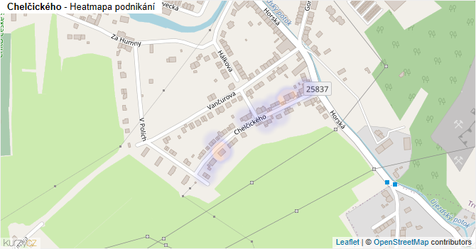 Chelčického - mapa podnikání