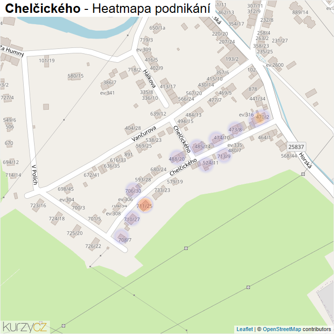 Mapa Chelčického - Firmy v ulici.