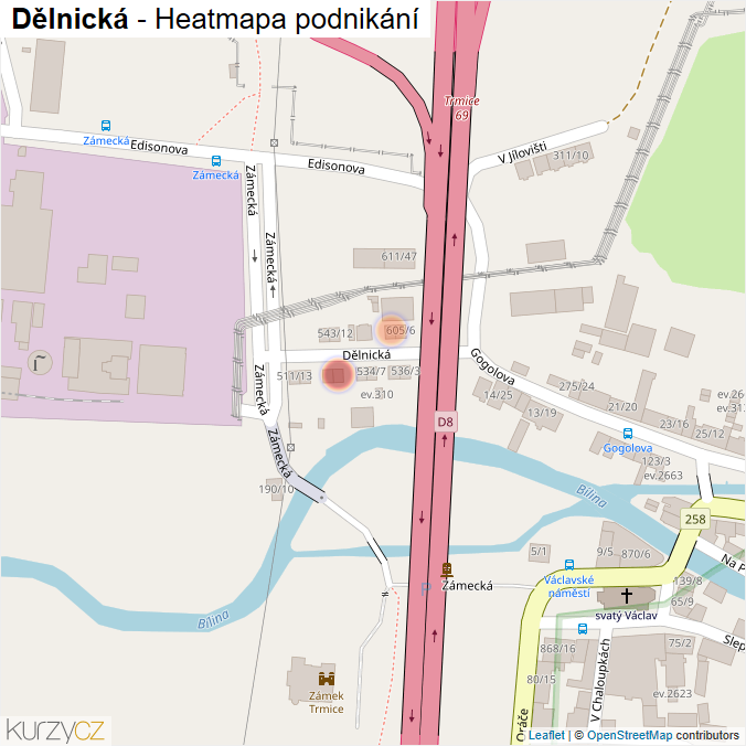 Mapa Dělnická - Firmy v ulici.