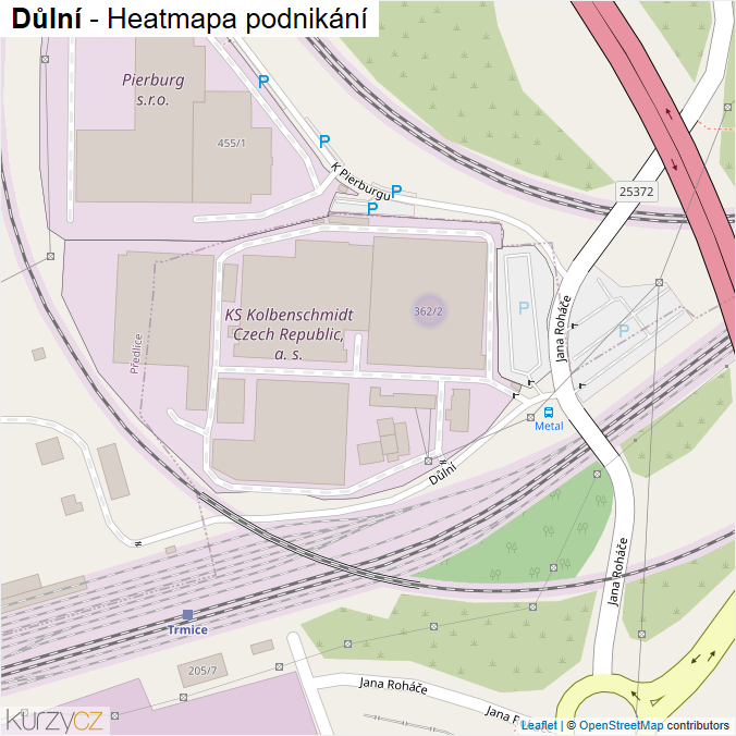Mapa Důlní - Firmy v ulici.