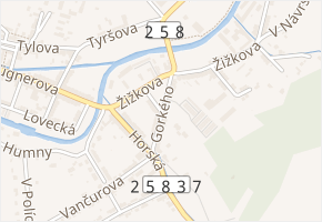 Gorkého v obci Trmice - mapa ulice