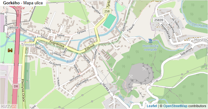 Gorkého - mapa ulice