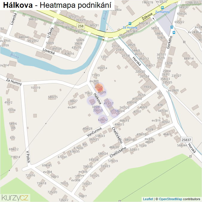 Mapa Hálkova - Firmy v ulici.