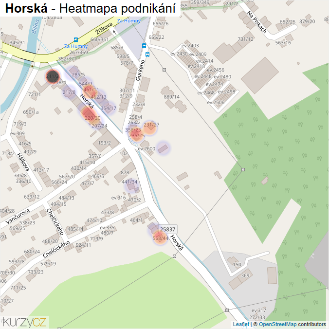 Mapa Horská - Firmy v ulici.