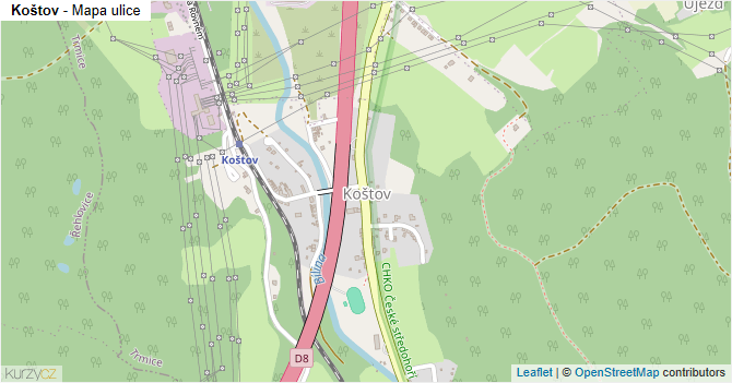 Koštov - mapa ulice