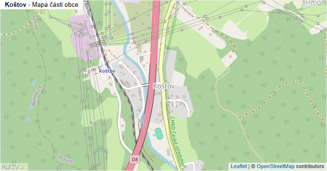 Koštov - mapa části obce