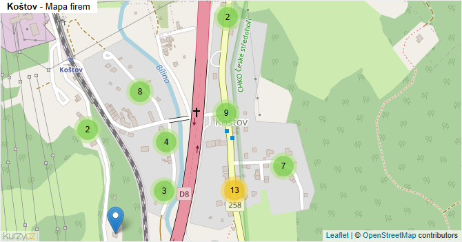 Koštov - mapa firem