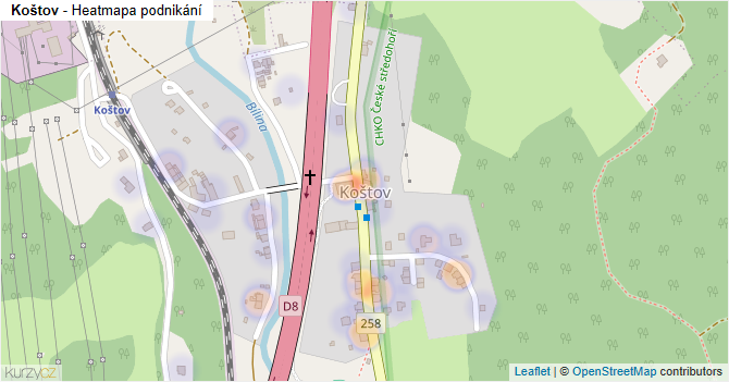 Koštov - mapa podnikání