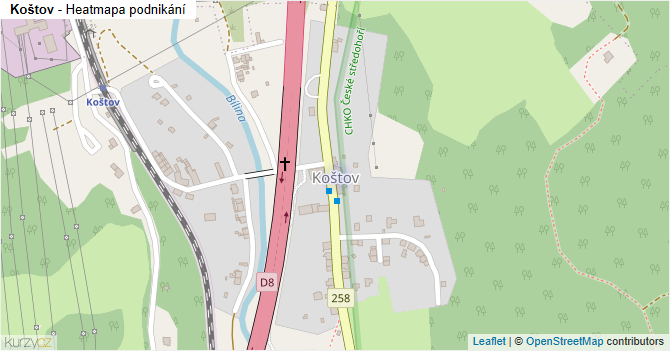 Koštov - mapa podnikání