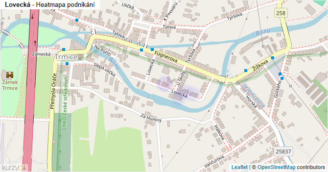 Lovecká - mapa podnikání