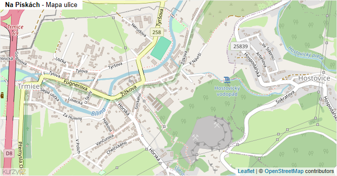 Na Pískách - mapa ulice