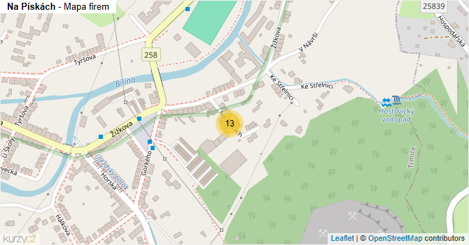 Na Pískách - mapa firem