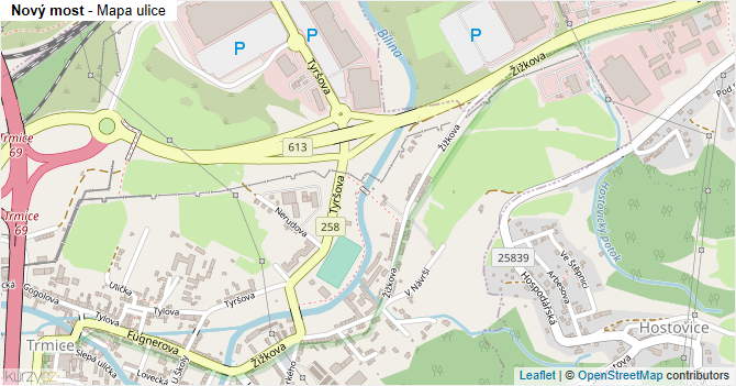 Nový most - mapa ulice