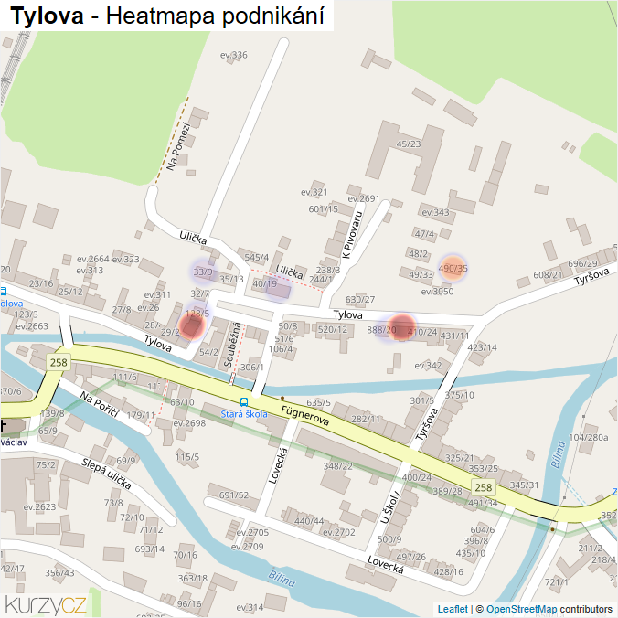 Mapa Tylova - Firmy v ulici.