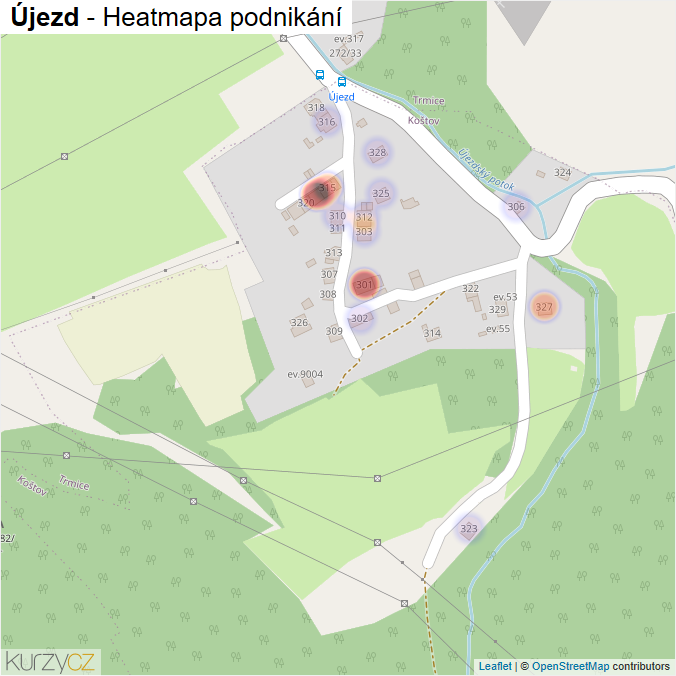 Mapa Újezd - Firmy v části obce.