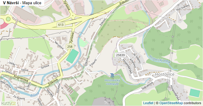 V Návrší - mapa ulice