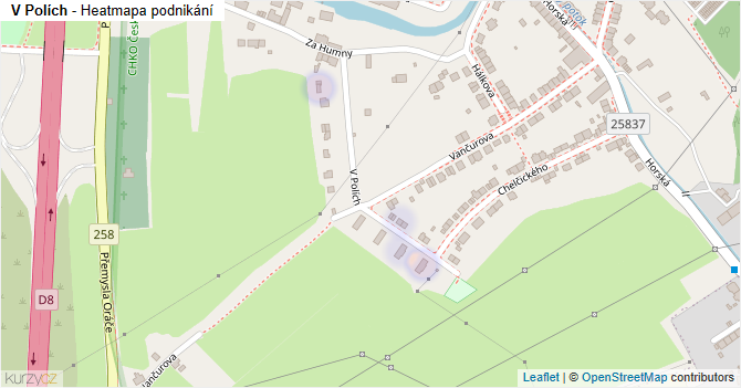 V Polích - mapa podnikání