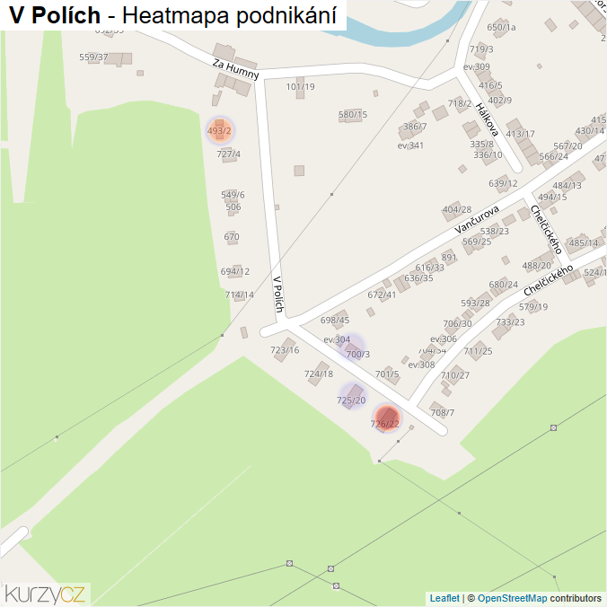 Mapa V Polích - Firmy v ulici.