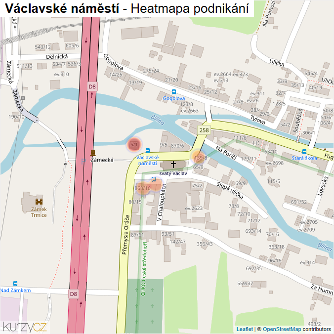 Mapa Václavské náměstí - Firmy v ulici.
