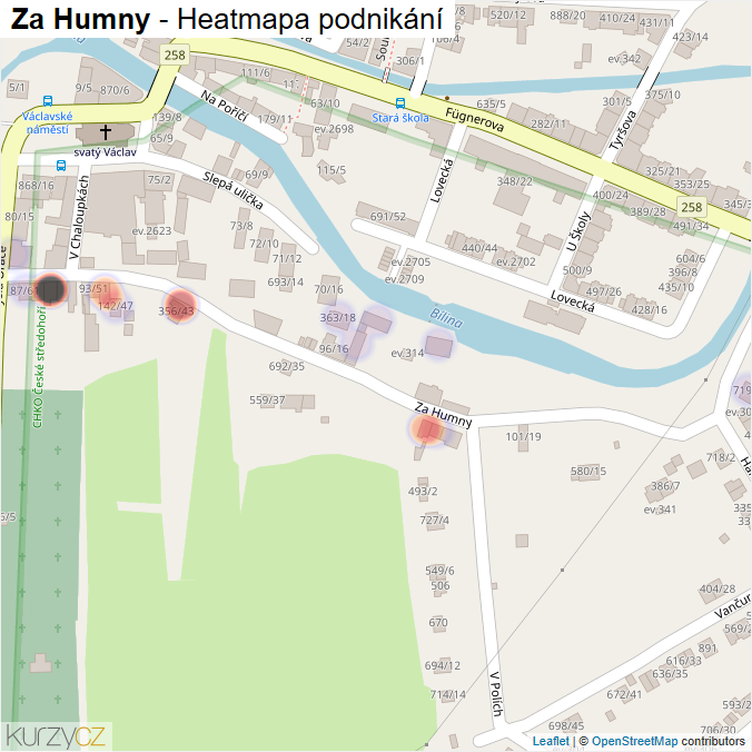Mapa Za Humny - Firmy v ulici.