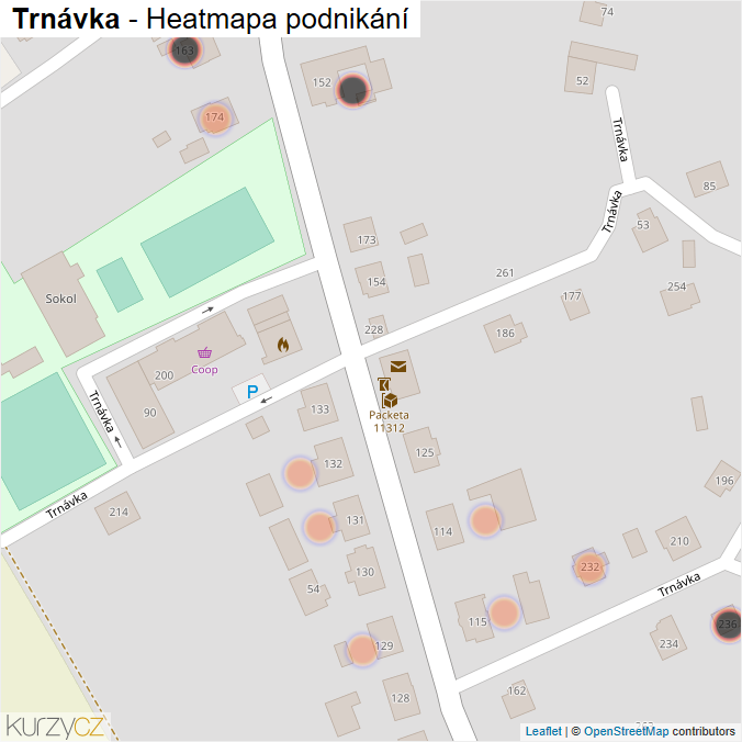 Mapa Trnávka - Firmy v obci.