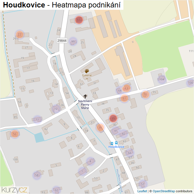 Mapa Houdkovice - Firmy v části obce.