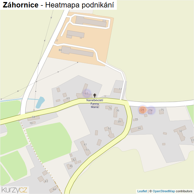 Mapa Záhornice - Firmy v části obce.