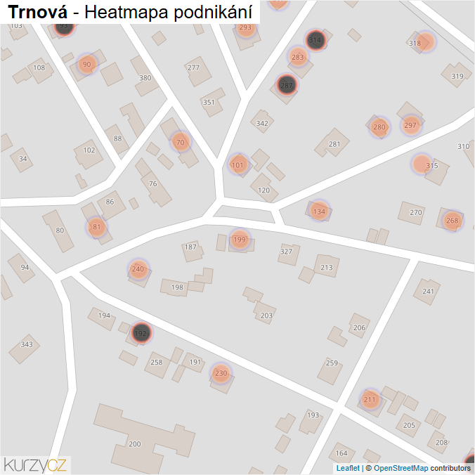 Mapa Trnová - Firmy v obci.