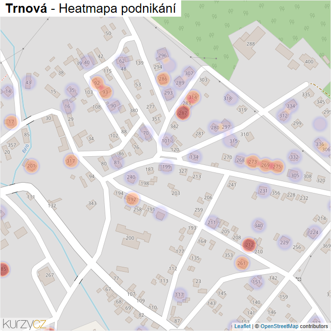 Mapa Trnová - Firmy v části obce.
