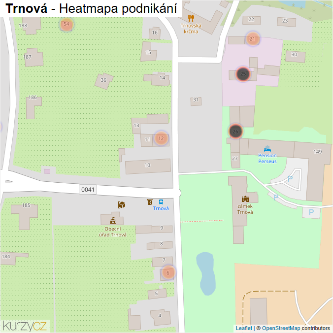 Mapa Trnová - Firmy v obci.
