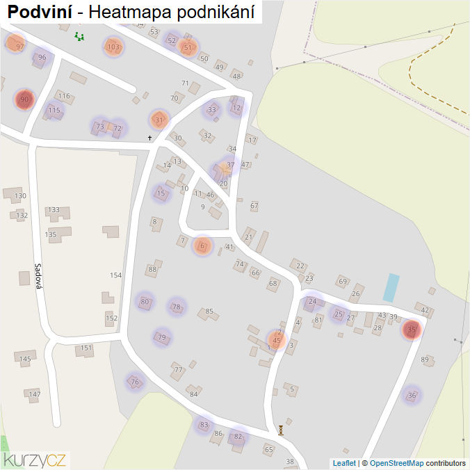 Mapa Podviní - Firmy v části obce.