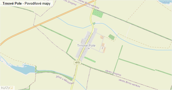 Trnové Pole - záplavové mapy stoleté vody