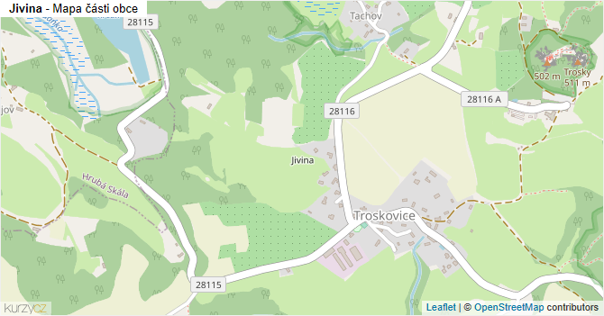 Jivina - mapa části obce