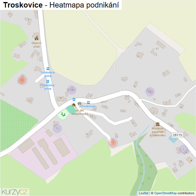 Mapa Troskovice - Firmy v části obce.
